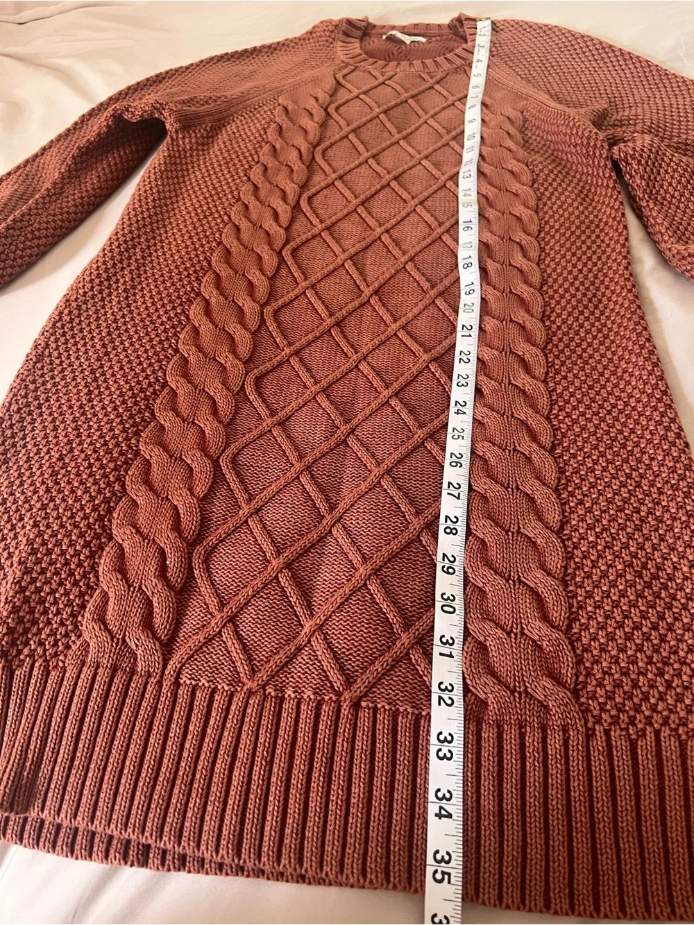 ✨American Eagle Cable Knit Sweater Dress M Rust Terracotta Cottagecore Fall